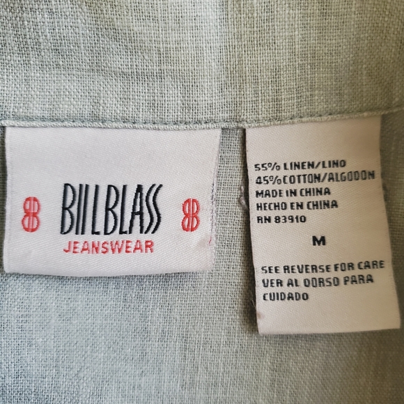 Bill Blass Utility Cargo Sports Jacket, Linen Blend Olive Green Size M - Picture 3 of 6